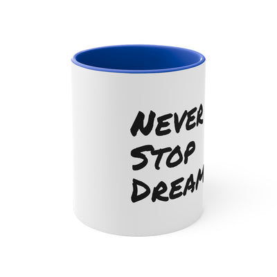 Retro Cassette Accent Mug - Never Stop Dreaming Inspirational Coffee Mug