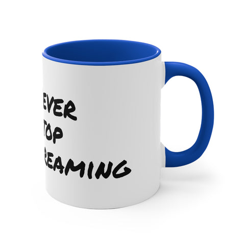 Retro Cassette Accent Mug - Never Stop Dreaming Inspirational Coffee Mug