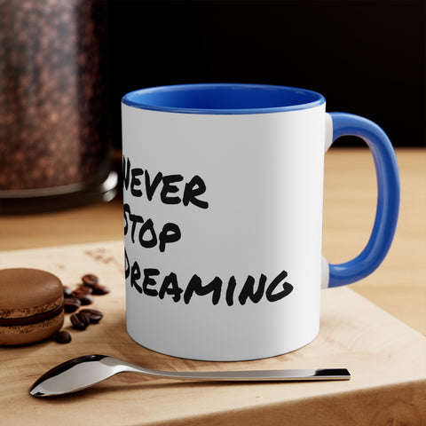 Retro Cassette Accent Mug - Never Stop Dreaming Inspirational Coffee Mug