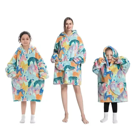 Anime Blanket Hoodie: Plush Oversized Velveteen Blanket Hoodie for Ultimate Comfort