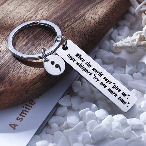 Lupus Awareness Keychain Semicolon Inspirational Jewelry: When the World Says Give Up, Hope Whispers Try One More Time