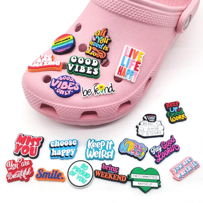 Shoe Decoration Clips: Motivational English Phrases Letter Charms for Clogs and Sandals - Shoe Accessories for Girls and Women Gifts