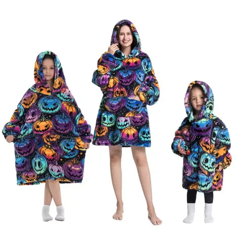 Anime Blanket Hoodie: Plush Oversized Velveteen Blanket Hoodie for Ultimate Comfort