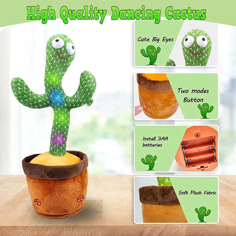 Luminous Cactus Plush Toy – Dancing, Electronic Recording Doll with Song and Fun Shake Feature!