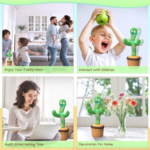 Luminous Cactus Plush Toy – Dancing, Electronic Recording Doll with Song and Fun Shake Feature!